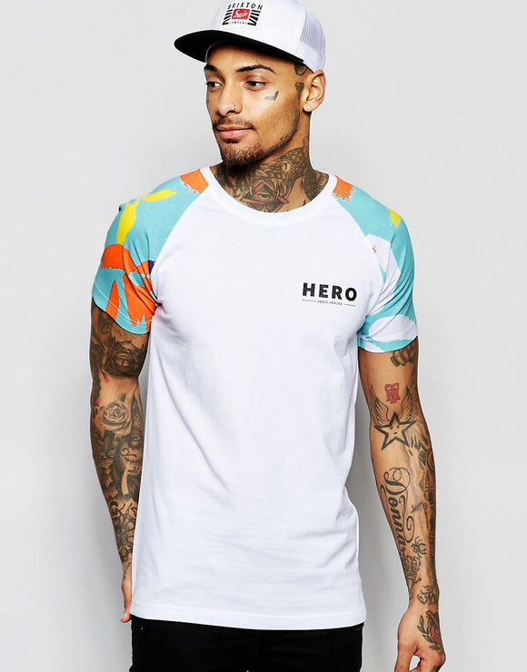 Hero's Heroine Raglan T-Shirt With Floral Sleeves