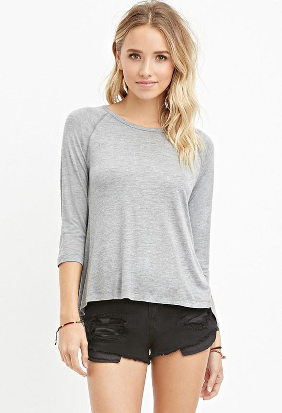 Grey Slub Knit Top